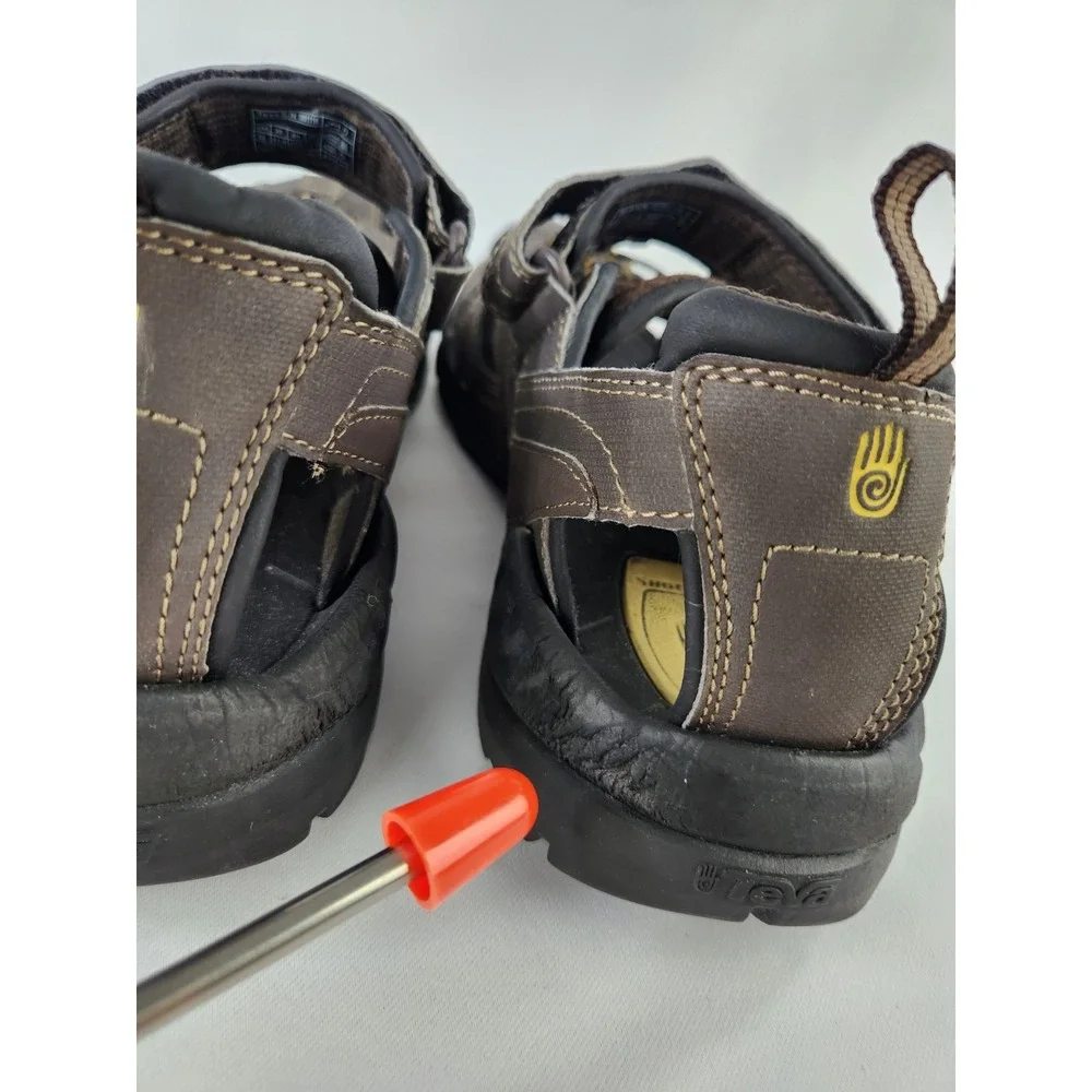 TEVA Men's Size 12 FOREBAY Brown Leather Fishing Water Hiking Sandals Shoes